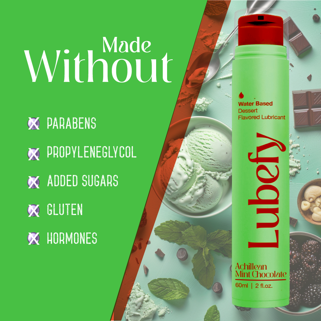 Water-Based Lubefy Achillean Mint Chocolate Chip Edible Flavored Lubricant