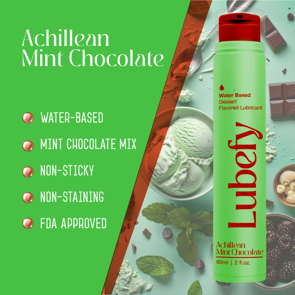 Water-Based Lubefy Achillean Mint Chocolate Chip Edible Flavored Lubricant