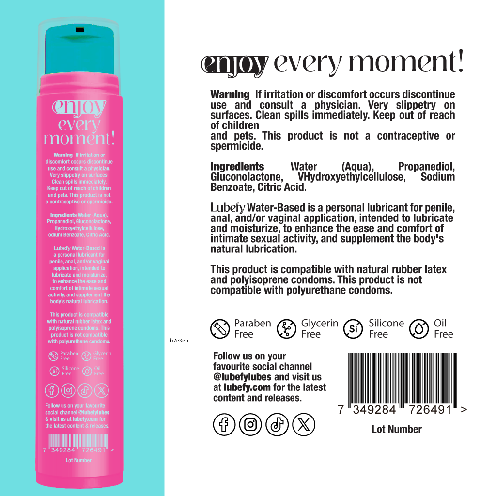 Water-Based Lubefy Bubblegum Fantasy Edible Flavored Lubricant