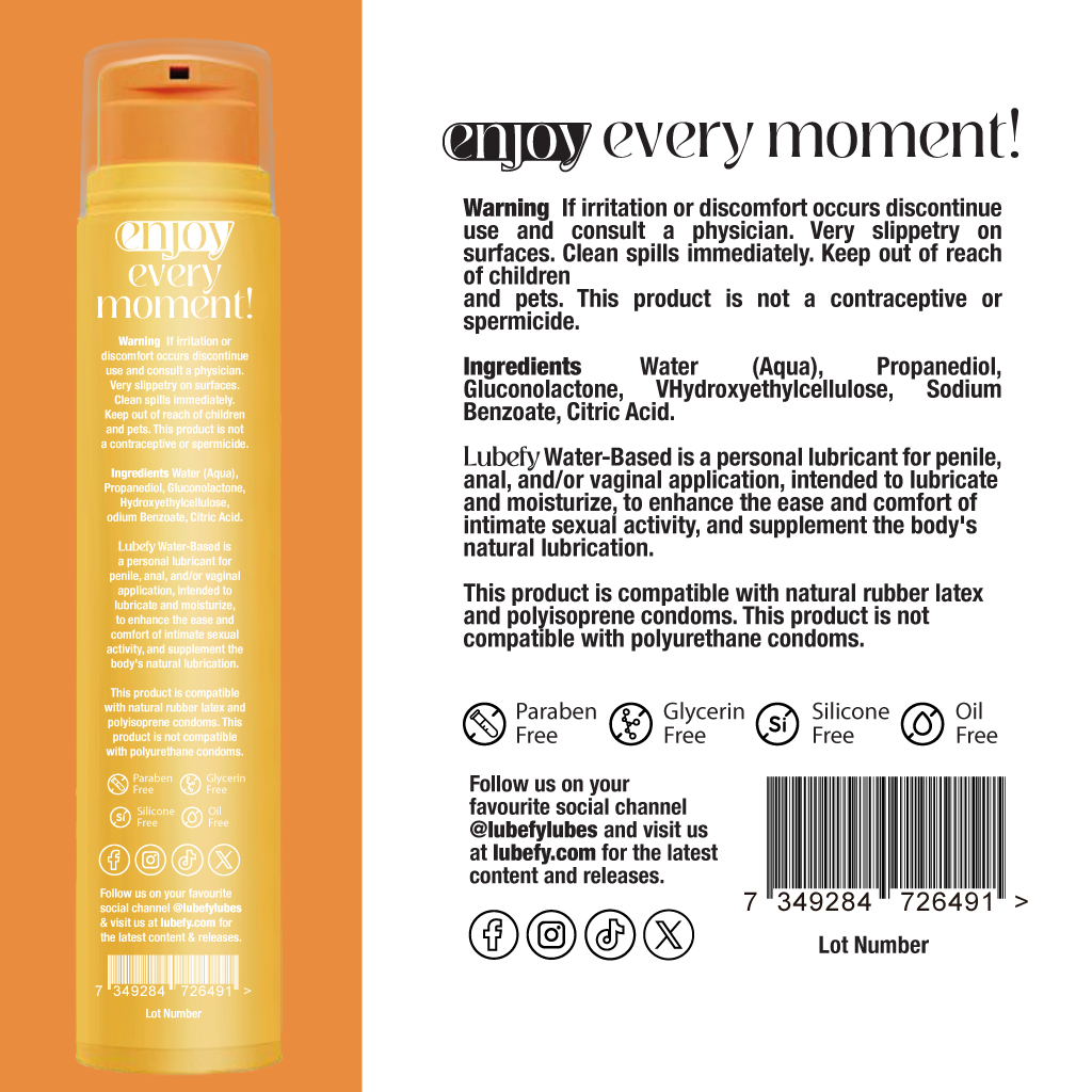 Lubefy Pineapple Passion Flavored Edible Lubricant back lable